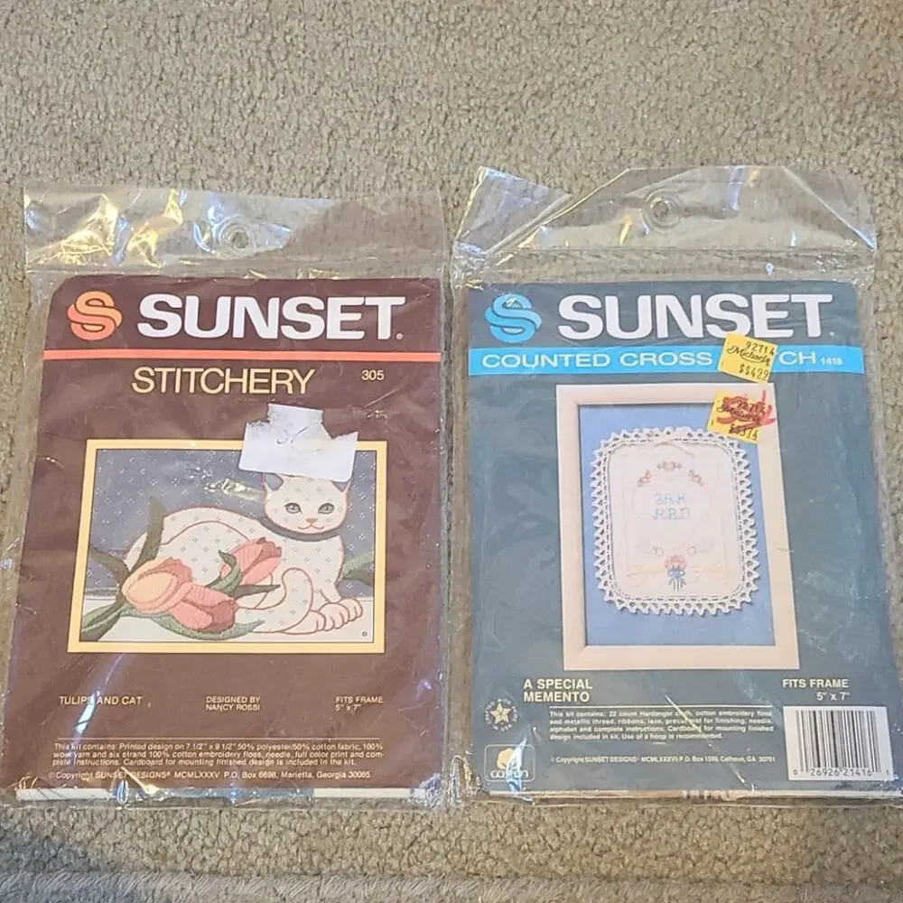Vintage Sunset Stitchery Counted Cross Stitch Kits - New